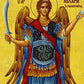 Archangel Michael Panormitis icon, Handmade Greek Orthodox icon St Michael, Byzantine art wall hanging on wood plaque religious icon gift