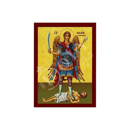 Archangel Michael Panormitis icon, Handmade Greek Orthodox icon St Michael, Byzantine art wall hanging on wood plaque religious icon gift - TheHolyArt
