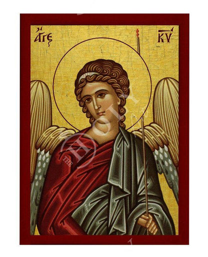 Guardian Angel icon, Handmade Greek Orthodox icon Angel of the Lord, Byzantine art wall hanging on wood plaque religious icon gift - TheHolyArt