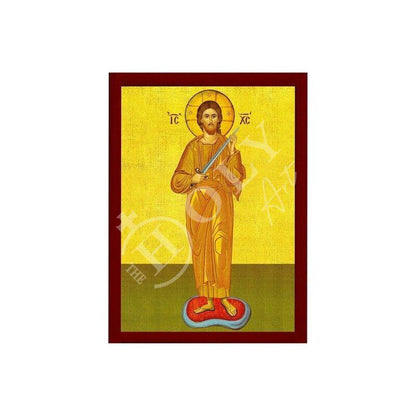 Jesus Christ icon the Swordbearer, Handmade Greek Orthodox icon of our Lord, Byzantine art wall hanging on wood plaque, religious gift - TheHolyArt
