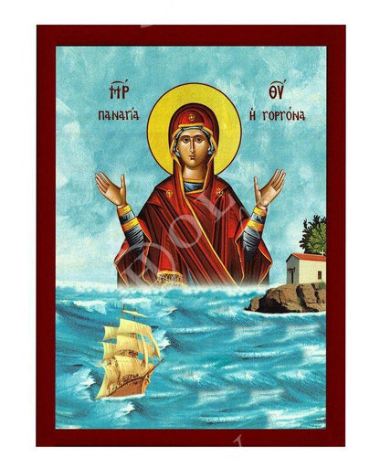 Virgin Mary icon Panagia Mermaid, Greek Christian Orthodox Icon, Mother of God Byzantine art Theotokos handmade wall hanging wood plaque - TheHolyArt