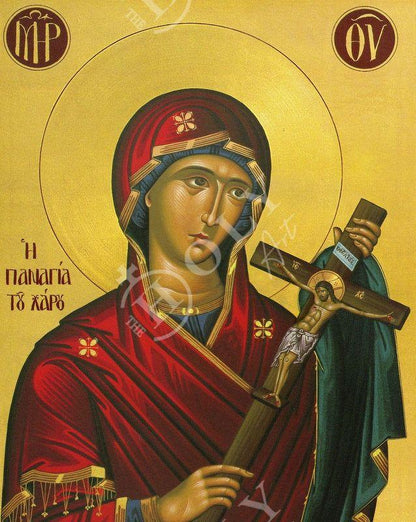 Virgin Mary of Death icon, Handmade Greek Orthodox Icon Panagia Charou, Mother of God Byzantine art, Theotokos wall hanging wood plaque - TheHolyArt