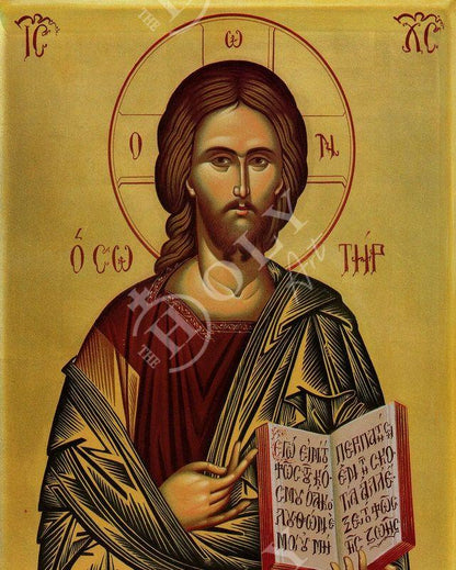 Jesus Christ icon Savior, Handmade Greek Orthodox icon of our Lord, Byzantine art wall hanging on wood plaque, religious icon home decor - TheHolyArt
