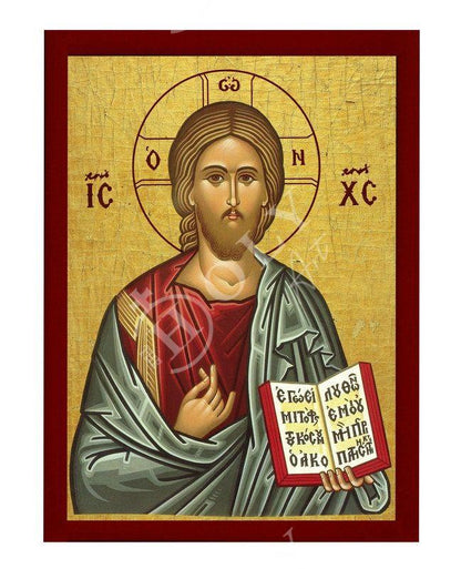Jesus Christ icon Lifegiver, Handmade Greek Orthodox icon of our Lord, Byzantine art wall hanging on wood plaque, religious icon home decor - TheHolyArt