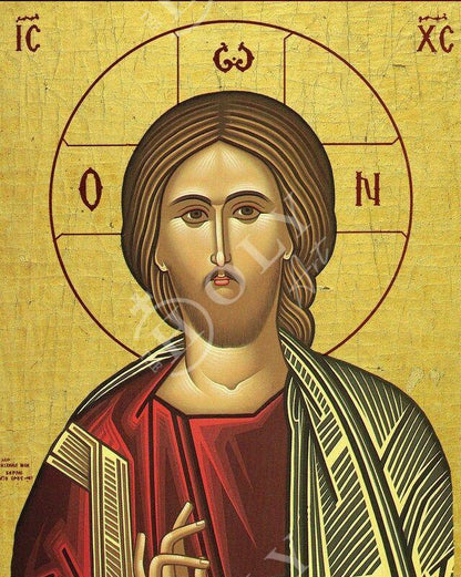 Jesus Christ icon Lifegiver, Handmade Greek Orthodox icon of our Lord, Byzantine art wall hanging on wood plaque, religious icon home decor - TheHolyArt