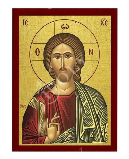 Jesus Christ icon Lifegiver, Handmade Greek Orthodox icon of our Lord, Byzantine art wall hanging on wood plaque, religious icon home decor - TheHolyArt