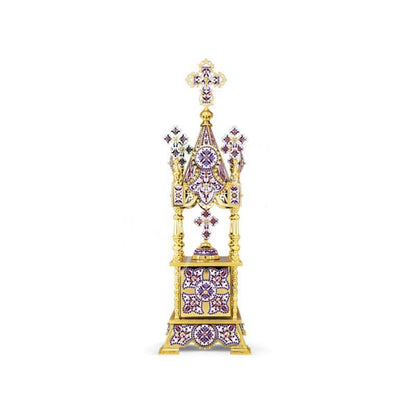 Christian Gold plated Handmade Altar Tabernacle w/ Smalt, Orthodox Altar Church Tabernacle Monstrance Handmade Pyx Artoforio, religious gift - TheHolyArt