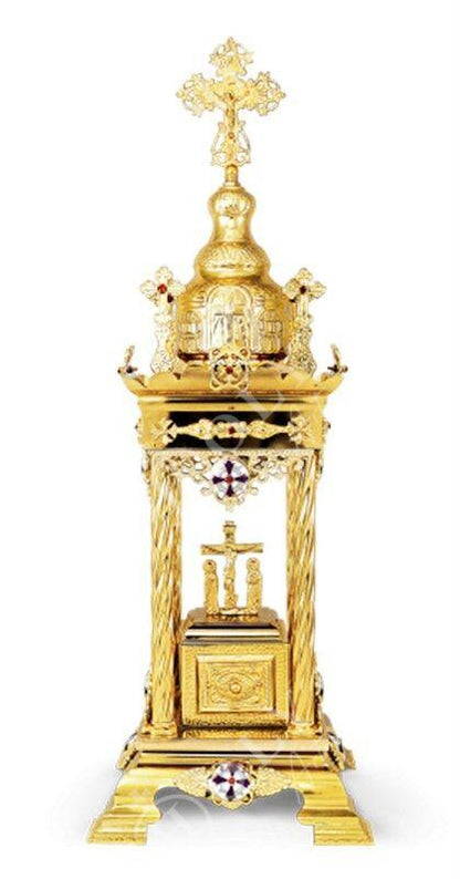Christian Gold plated Handmade Altar Tabernacle, Orthodox Altar Church Tabernacle Monstrance Handmade Pyx Artoforio, religious gift - TheHolyArt