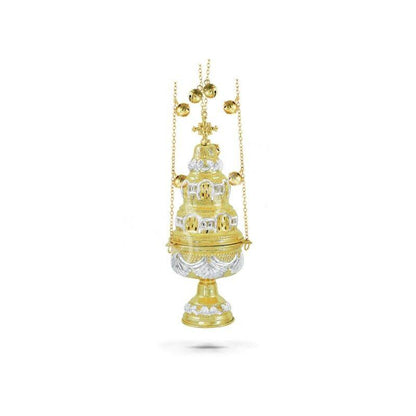 Christian Hanging Brass Resin Incense Burner, Greek Orthodox Thurible Incense holder, Metal Byzantine Censer Perfume burner, religious gift - TheHolyArt