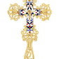 Gold plated Altar Crucifix w Smalt Jesus Christ Brass Blessing Cross Handmade Greek Orthodox Byzantine Holy Cross religious decor