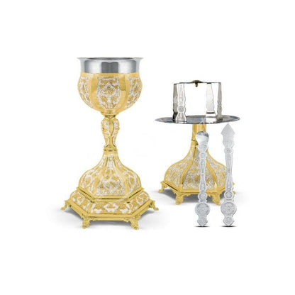 Handmade Church Altar Holy Communion Gold Plated Brass Holy Chalice Grail SET with Holy Disk Asterisk Holy Spear Holy Lavida religious gift - TheHolyArt