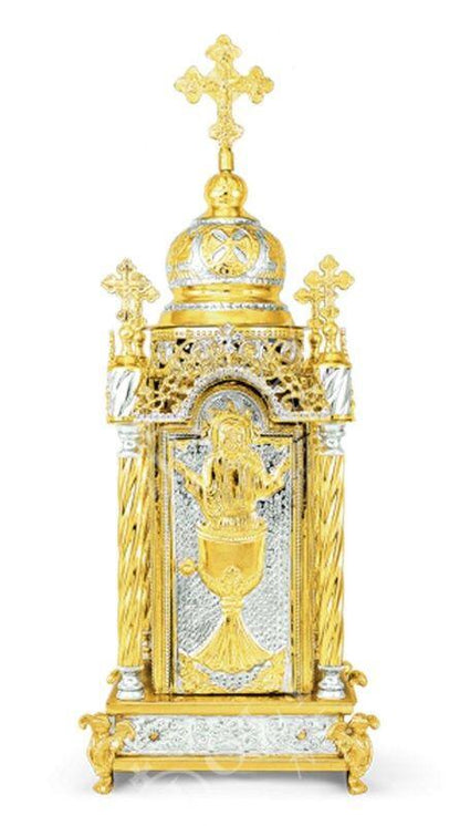 Christian Gold plated Handmade Altar Tabernacle, Orthodox Altar Church Tabernacle Monstrance Handmade Pyx Artoforio, religious gift - TheHolyArt