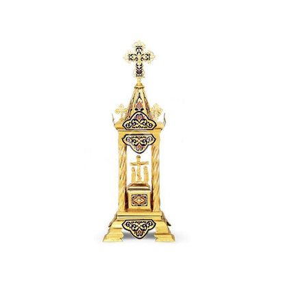 Christian Gold plated Handmade Altar Tabernacle with smalt Orthodox Altar Church Tabernacle Monstrance Handmade Pyx Artoforio religious gift - TheHolyArt