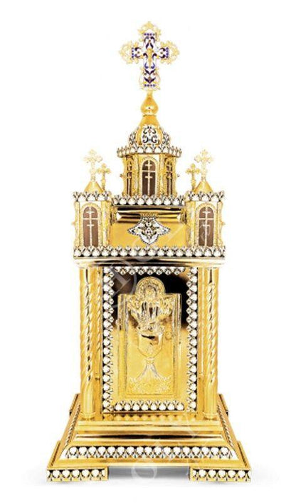 Christian Gold plated Handmade Altar Tabernacle, Orthodox Altar Church Tabernacle Monstrance Handmade Pyx Artoforio, religious gift - TheHolyArt