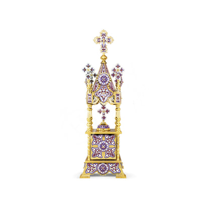 Christian Gold plated Handmade Altar Tabernacle w/ Smalt, Orthodox Altar Church Tabernacle Monstrance Handmade Pyx Artoforio, religious gift - TheHolyArt