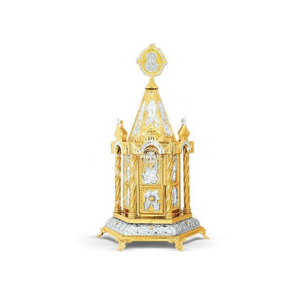 Christian Gold plated Handmade Altar Tabernacle, Orthodox Altar Church Tabernacle Monstrance Handmade Pyx Artoforio, religious gift - TheHolyArt