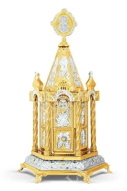 Christian Gold plated Handmade Altar Tabernacle, Orthodox Altar Church Tabernacle Monstrance Handmade Pyx Artoforio, religious gift - TheHolyArt