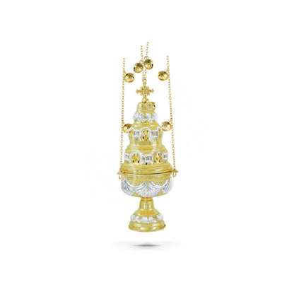 Christian Hanging Brass Resin Incense Burner, Greek Orthodox Thurible Incense holder, Metal Byzantine Censer Perfume burner, religious gift - TheHolyArt