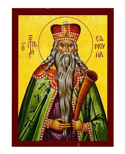 Prophet Samuel icon Handmade Greek Orthodox icon of St Samuel Byzantine art wall hanging on wood plaque icon, religious decor - TheHolyArt