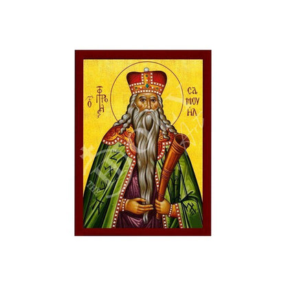 Prophet Samuel icon Handmade Greek Orthodox icon of St Samuel Byzantine art wall hanging on wood plaque icon, religious decor - TheHolyArt