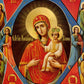 Virgin Mary icon Panagia w/ Apostles Handmade Greek Orthodox Icon, Mother of God Byzantine art Theotokos wall hanging wood plaque gift