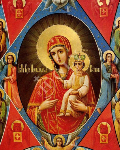 Virgin Mary icon Panagia w/ Apostles Handmade Greek Orthodox Icon, Mother of God Byzantine art Theotokos wall hanging wood plaque gift - TheHolyArt