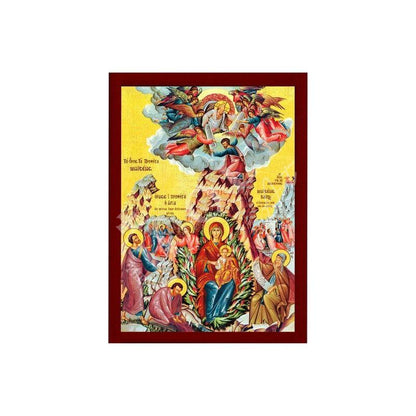 Virgin Mary icon Burning Bush & Moses receive 10 commandments Handmade Greek Orthodox Icon Byzantine art, Theotokos wall hanging wood plaque - TheHolyArt