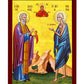 Saint Maria of Egypt & Saint Zossima icon, Handmade Greek Orthodox icon Byzantine art wall hanging wood plaque, religious gift home decor