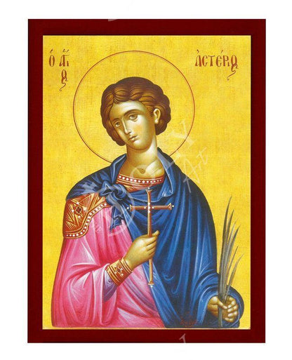 Saint Asterios icon, Handmade Greek Orthodox icon of St Asterius, Byzantine art wall hanging icon on wood plaque, religious decor - TheHolyArt