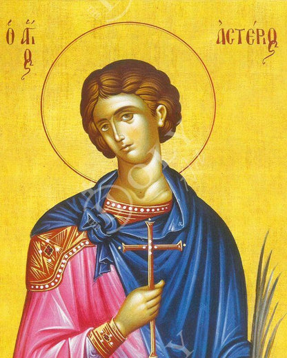 Saint Asterios icon, Handmade Greek Orthodox icon of St Asterius, Byzantine art wall hanging icon on wood plaque, religious decor - TheHolyArt