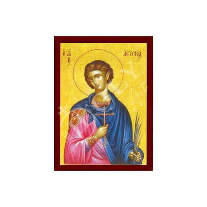 Saint Asterios icon, Handmade Greek Orthodox icon of St Asterius, Byzantine art wall hanging icon on wood plaque, religious decor - TheHolyArt