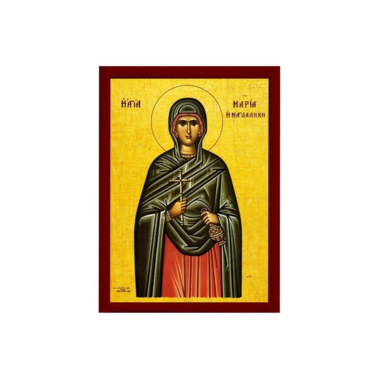 Saint Mary Magdalene icon, Handmade Greek Orthodox icon of St Mary Magdalene, Byzantine art wall hanging on wood plaque, religious gift
