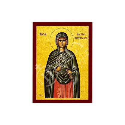 Saint Mary Magdalene icon, Handmade Greek Orthodox icon of St Mary Magdalene, Byzantine art wall hanging on wood plaque, religious gift - TheHolyArt
