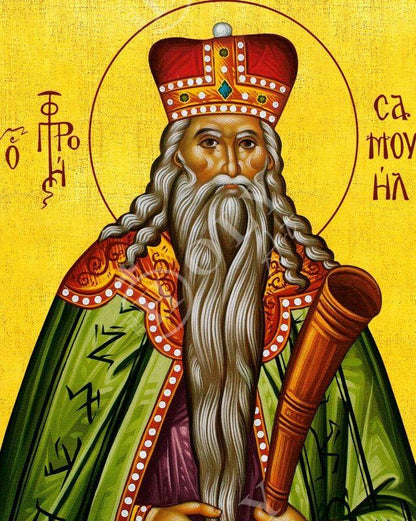 Prophet Samuel icon Handmade Greek Orthodox icon of St Samuel Byzantine art wall hanging on wood plaque icon, religious decor - TheHolyArt