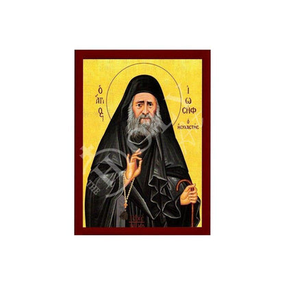 Saint Joseph Hesychast icon Handmade Greek Orthodox icon of St Joseph of Mt Athos Byzantine art wall hanging wood plaque, religious gift - TheHolyArt