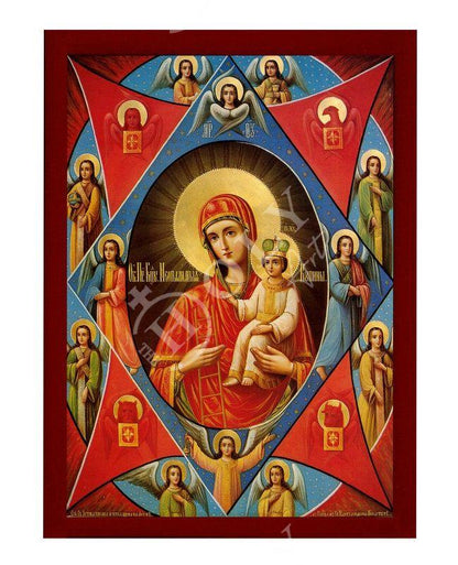 Virgin Mary icon Panagia w/ Apostles Handmade Greek Orthodox Icon, Mother of God Byzantine art Theotokos wall hanging wood plaque gift - TheHolyArt