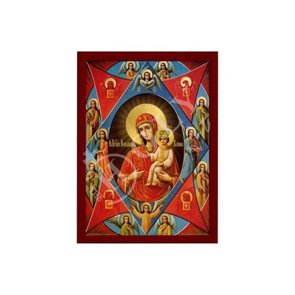 Virgin Mary icon Panagia w/ Apostles Handmade Greek Orthodox Icon, Mother of God Byzantine art Theotokos wall hanging wood plaque gift - TheHolyArt