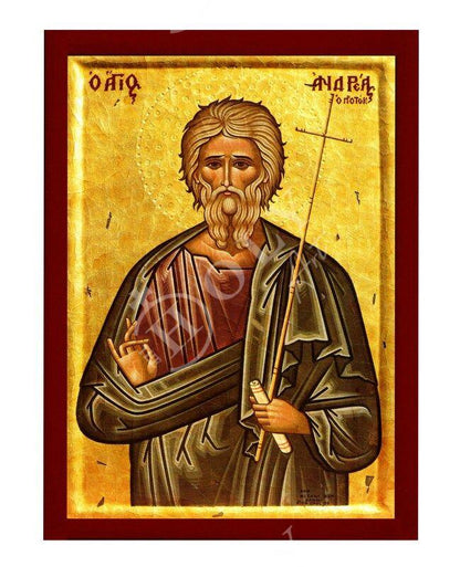 Saint Andrew icon the Apostle, Handmade Greek Orthodox icon of St Andrew, Byzantine art wall hanging wood plaque, religious gift - TheHolyArt