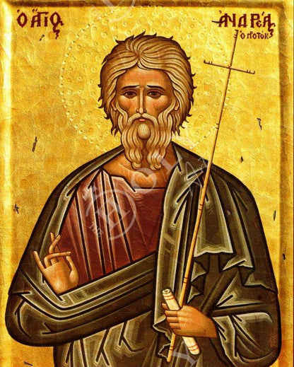 Saint Andrew icon the Apostle, Handmade Greek Orthodox icon of St Andrew, Byzantine art wall hanging wood plaque, religious gift - TheHolyArt