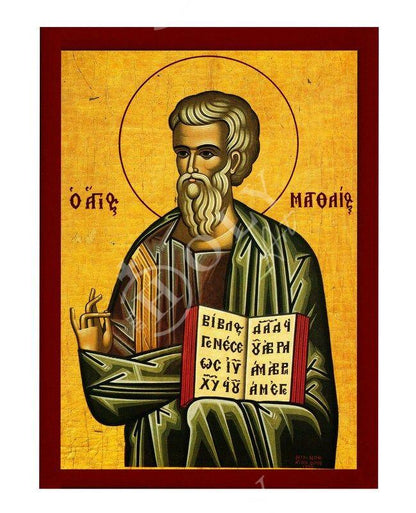 Saint Matthew the Apostle icon Handmade Greek Orthodox icon of Apostle Evangelist Matthew Byzantine art wall hanging on wood plaque gift - TheHolyArt