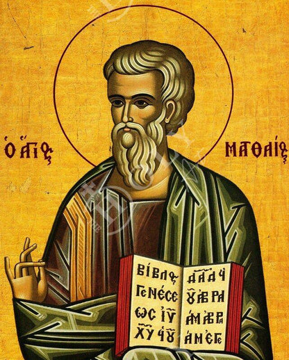 Saint Matthew the Apostle icon Handmade Greek Orthodox icon of Apostle Evangelist Matthew Byzantine art wall hanging on wood plaque gift - TheHolyArt