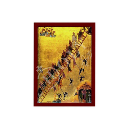 The Ladder of Divine Ascent, Handmade Greek Orthodox icon, Byzantine art wall hanging of Ladder of Paradise, religious icon decor - TheHolyArt