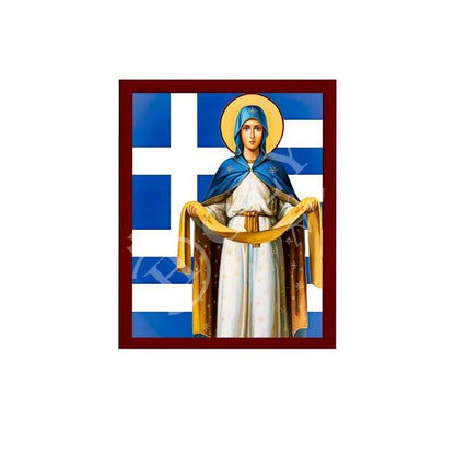 Virgin Mary icon Panagia Protector of Greece, Handmade Greek Orthodox Icon, Mother of God Byzantine art, Theotokos wall hanging wood plaque - TheHolyArt
