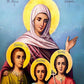 Saint Sophia icon, Orthodox icon St Sofia the Martyr, Greek Handmade Byzantine art wall hanging of Hagia Sophia wood plaque, religious decor - TheHolyArt