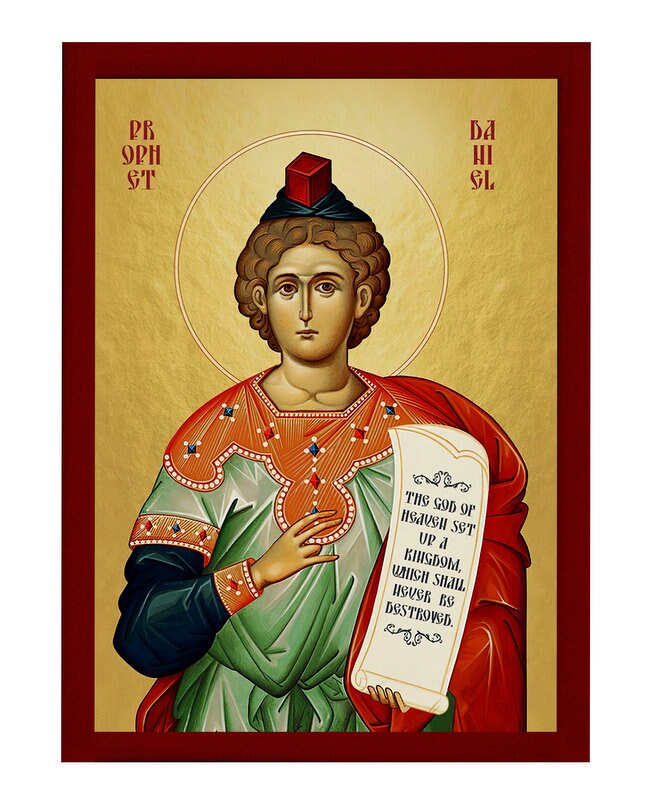 Prophet Daniel icon, Handmade Greek Orthodox icon St Daniel, Byzantine art wall hanging on wood plaque, religious decor gift idea