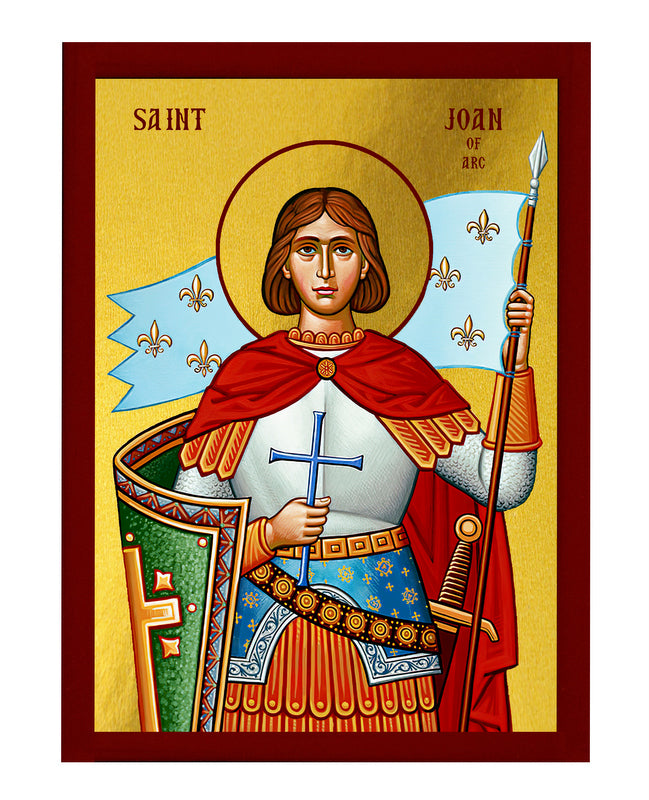 Saint Joan of Arc icon, Handmade Greek Orthodox Catholic icon of St Joan Byzantine art wall hanging icon on wood plaque decor gift TheHolyArt