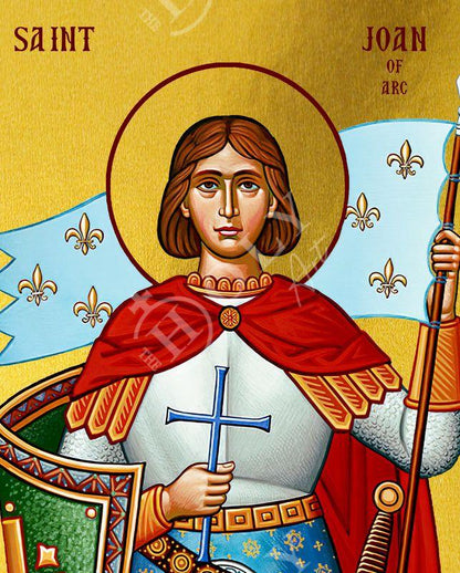 Saint Joan of Arc icon, Handmade Greek Orthodox Catholic icon of St Joan Byzantine art wall hanging icon on wood plaque decor gift - TheHolyArt