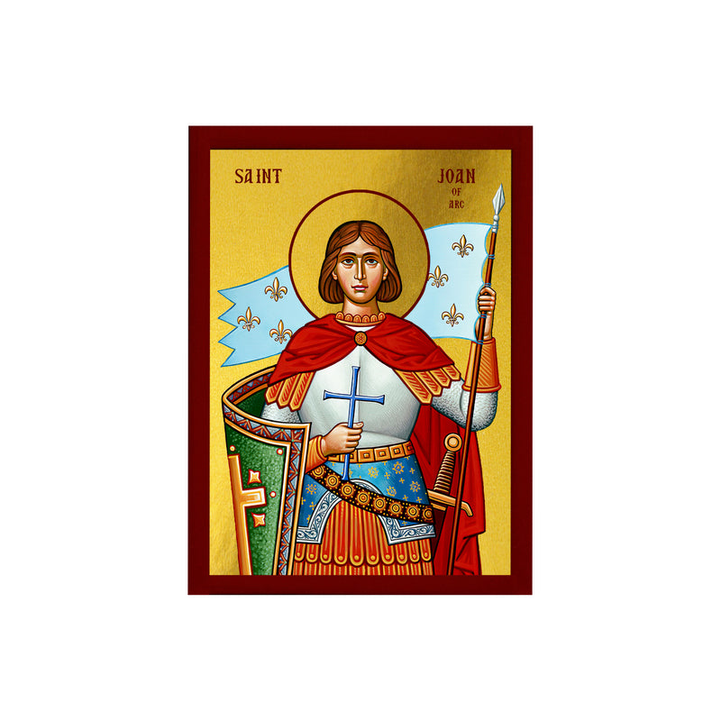 Saint Joan of Arc icon, Handmade Greek Orthodox Catholic icon of St Joan Byzantine art wall hanging icon on wood plaque decor gift TheHolyArt
