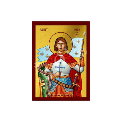 Saint Joan of Arc icon, Handmade Greek Orthodox Catholic icon of St Joan Byzantine art wall hanging icon on wood plaque decor gift - TheHolyArt