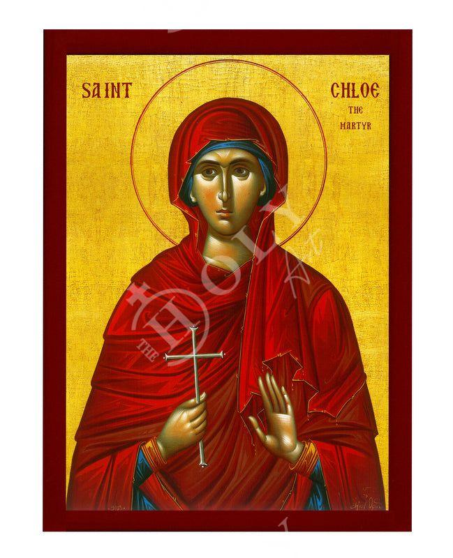 Saint Chloe icon, Handmade Greek Catholic Orthodox icon of St Chloe of Corinth , Byzantine art wall hanging icon wood plaque, religious gift TheHolyArt